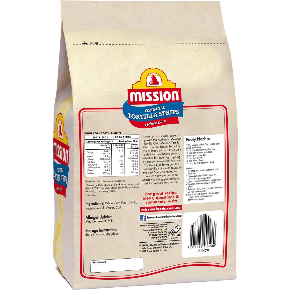 Mission Tortilla Strips White Corn 230g Woolworths