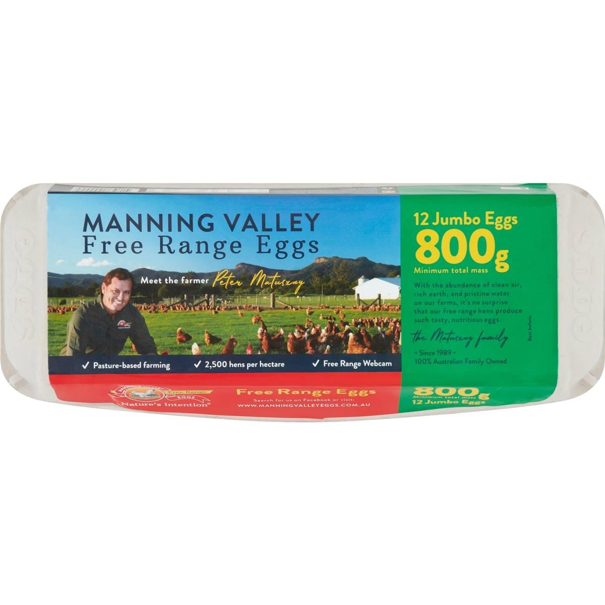 Manning Valley 12 Jumbo Free Range Eggs 800g Woolworths