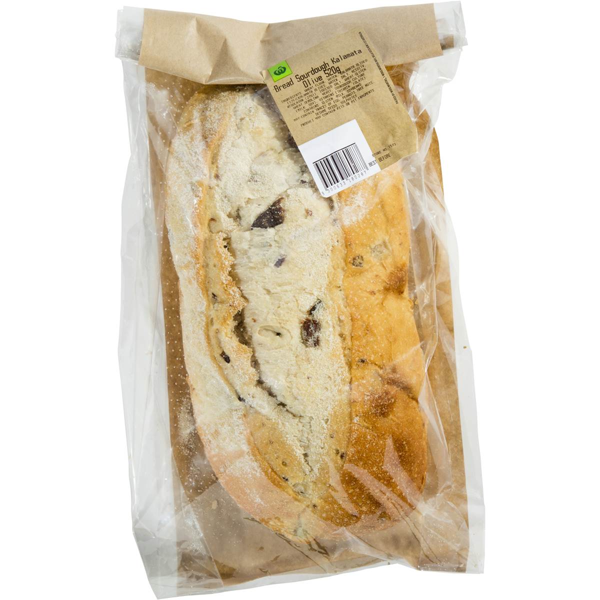 Woolworths Sourdough Loaf Kalamata Olive 520g Woolworths