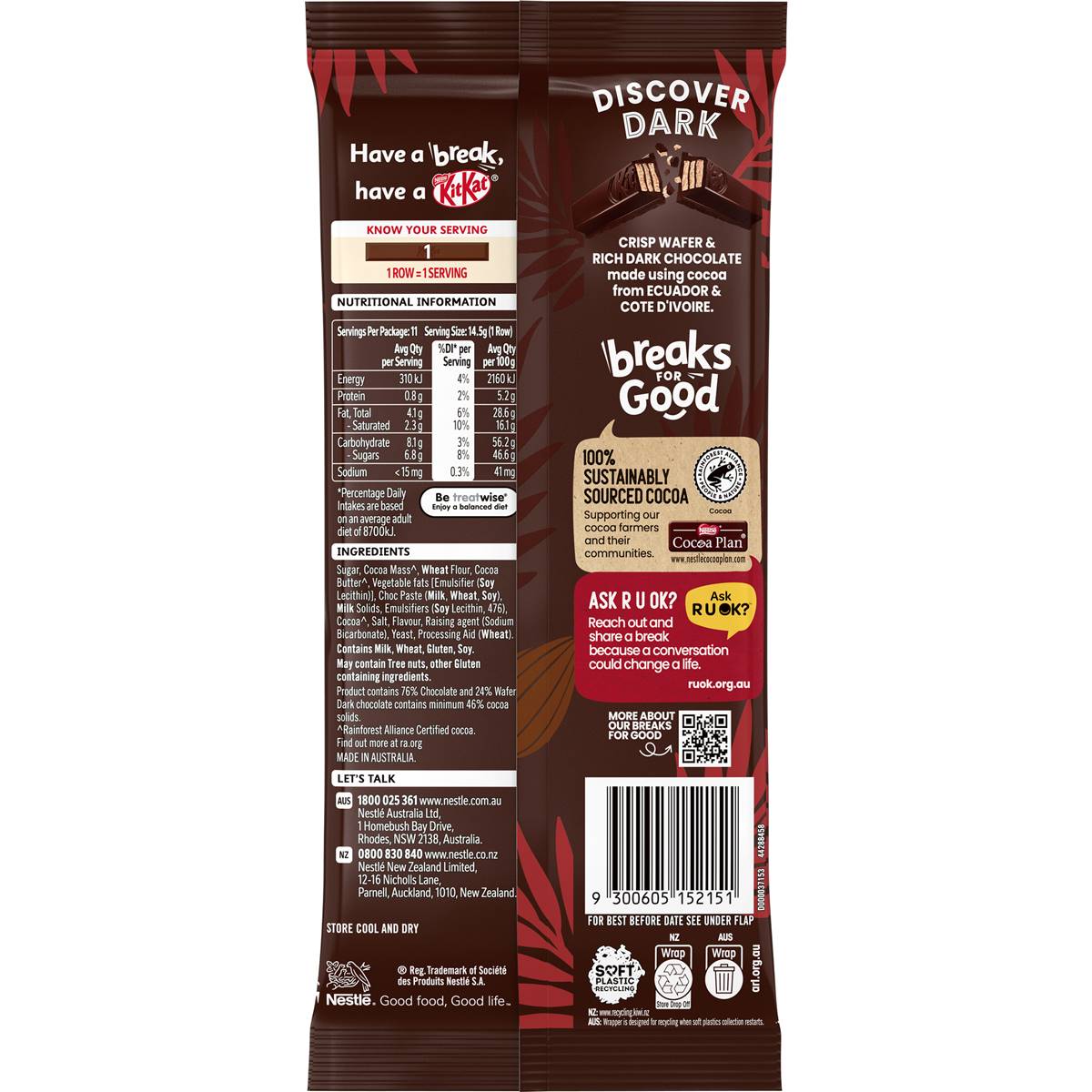 Kitkat Dark Chocolate Block 160g | Woolworths