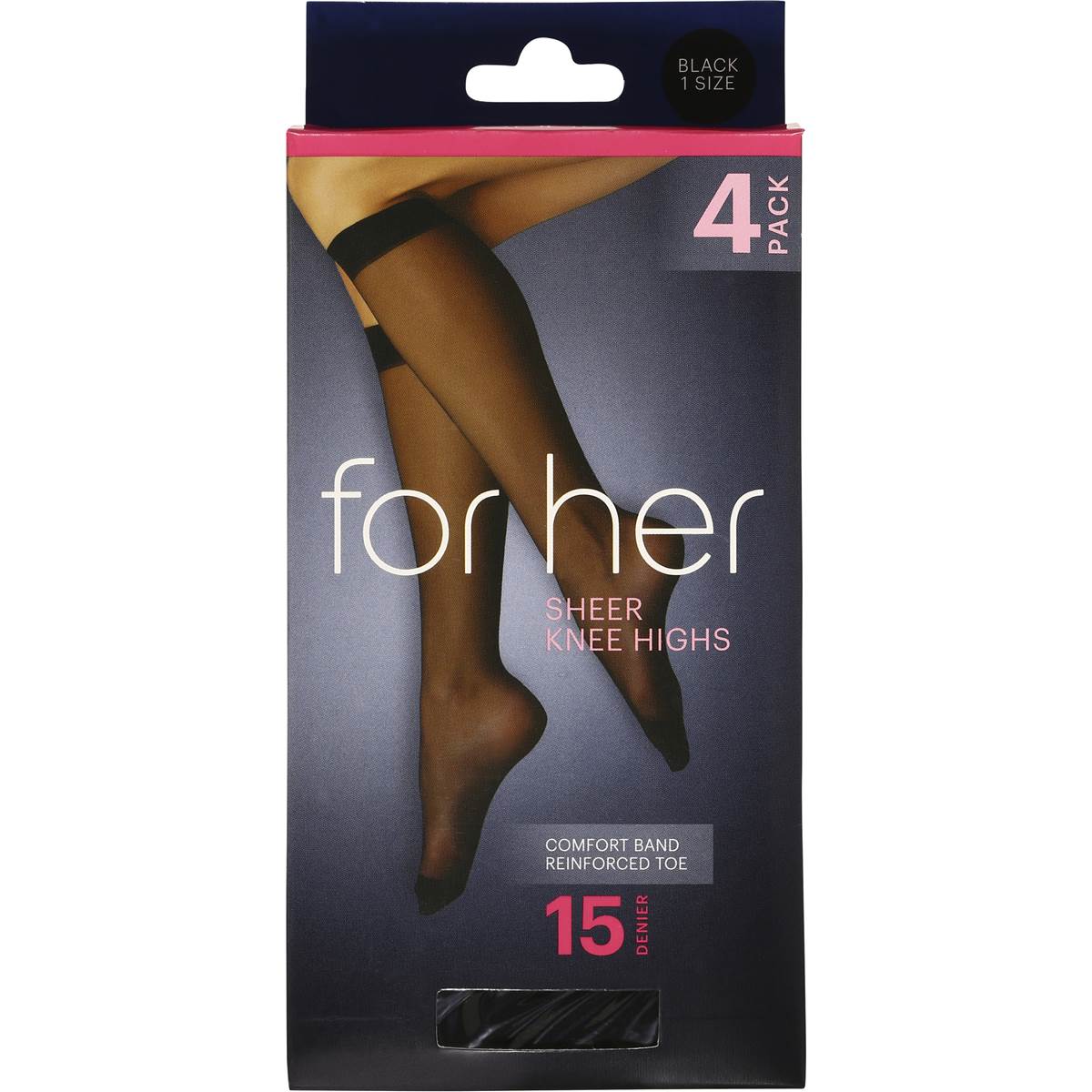 Essentials Knee High Opaque Pattern Black One Size