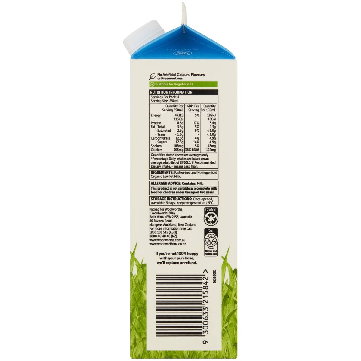 Macro Organic Low Fat Milk 1l Woolworths