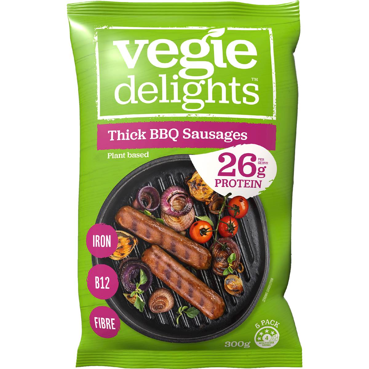 Vegie Delights Thick Bbq Plant Based Sausages 300g Woolworths