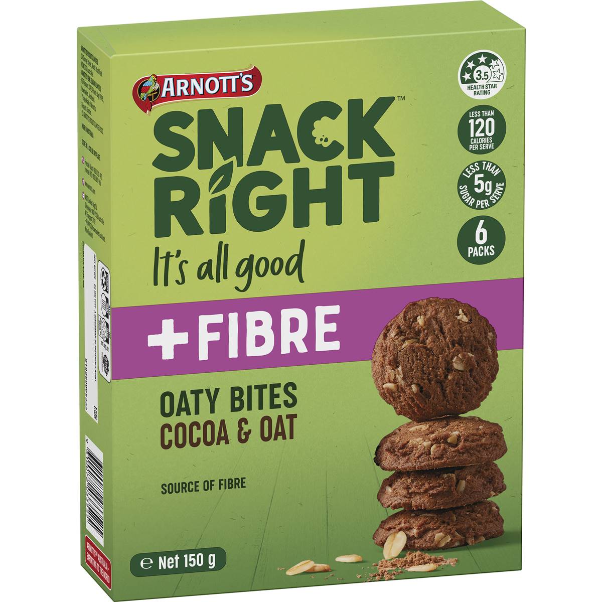 Arnott's Snack Right Oaty Bites Cocoa & Oat 6 Pack | Woolworths