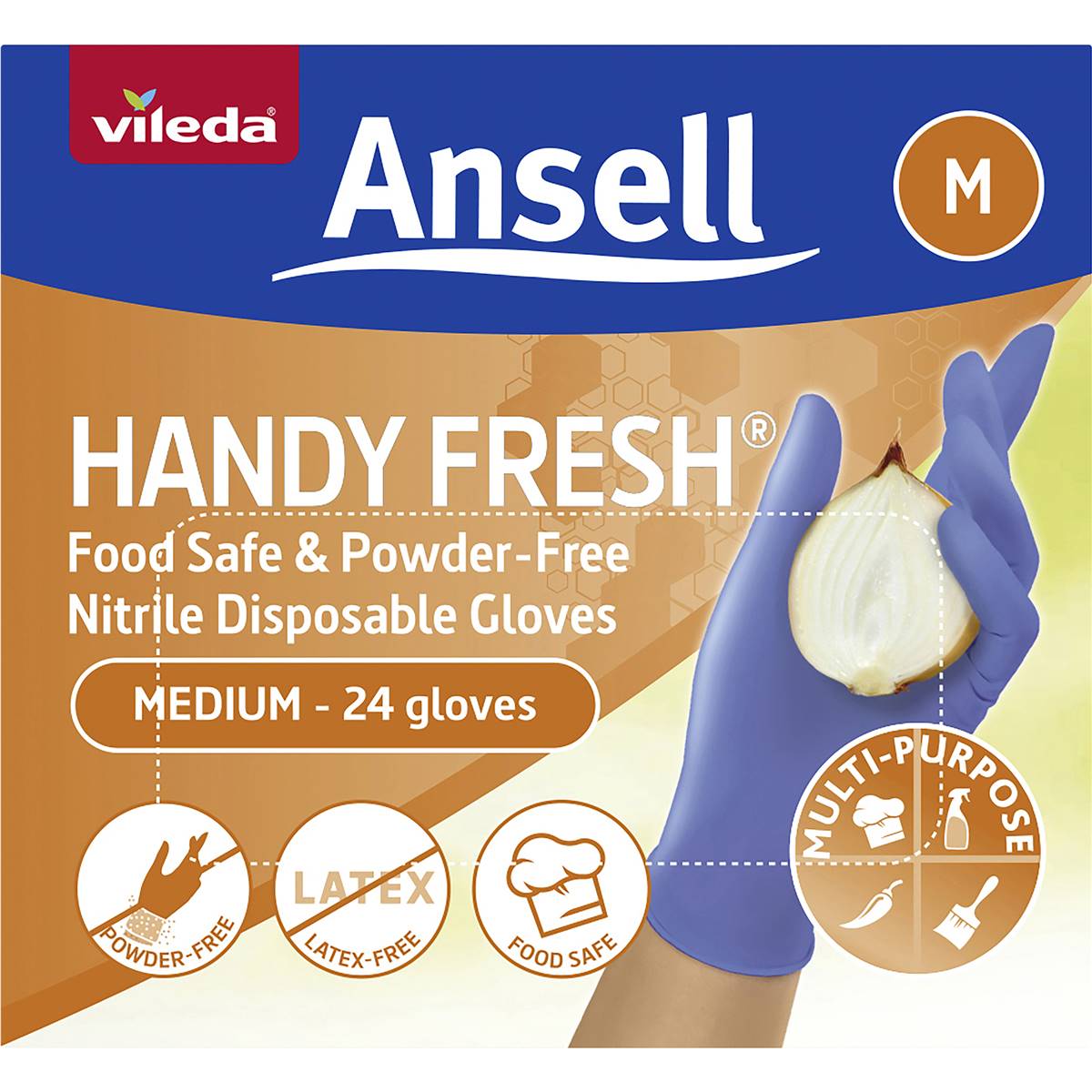 Vileda Ansell Handy Fresh Nitrile Disposable Gloves Medium 24 Pack