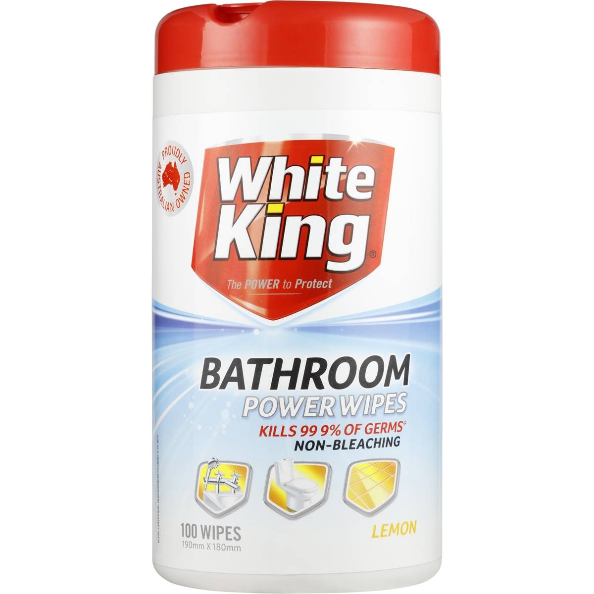White King Power Clean Bathroom Cleaner Wipes Lemon 100 Pack Woolworths