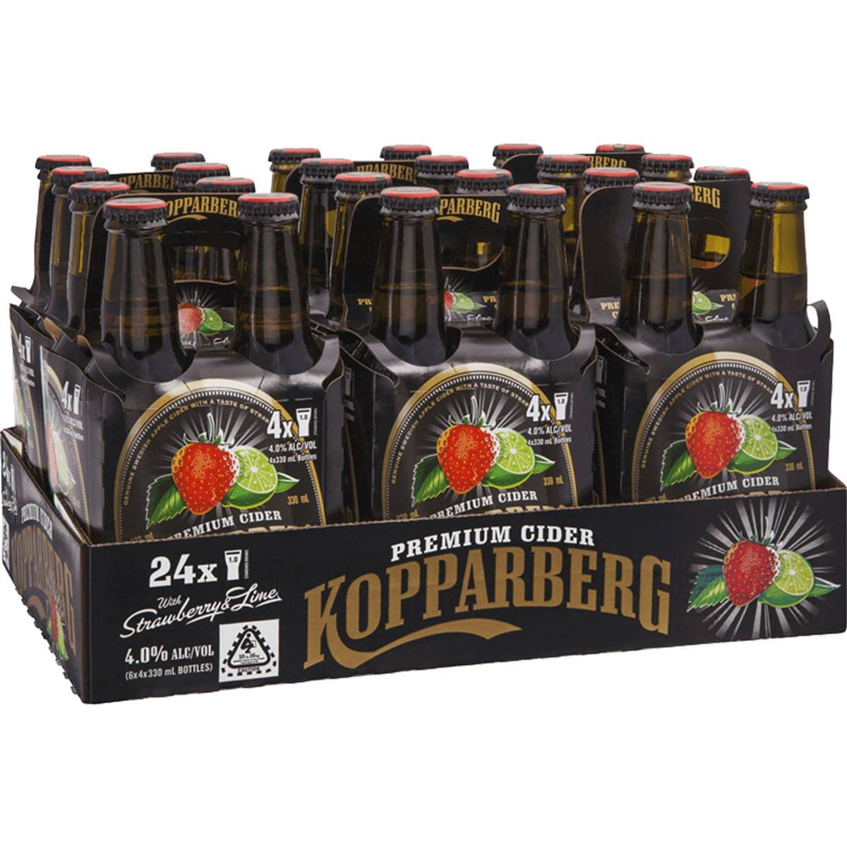Kopparberg Strawberry & Lime Cider Bottles 24x330ml Case Woolworths