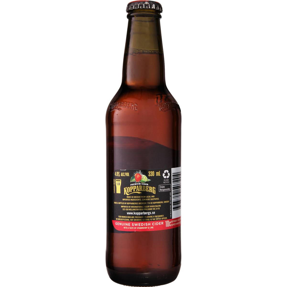 Kopparberg Strawberry & Lime Cider Bottle 330ml Single Woolworths