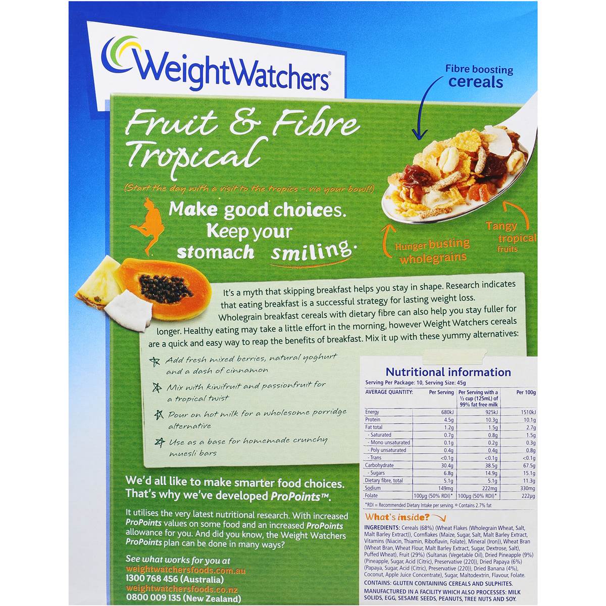 Weight Watchers Tropical Fruit & Fibre 450g Woolworths