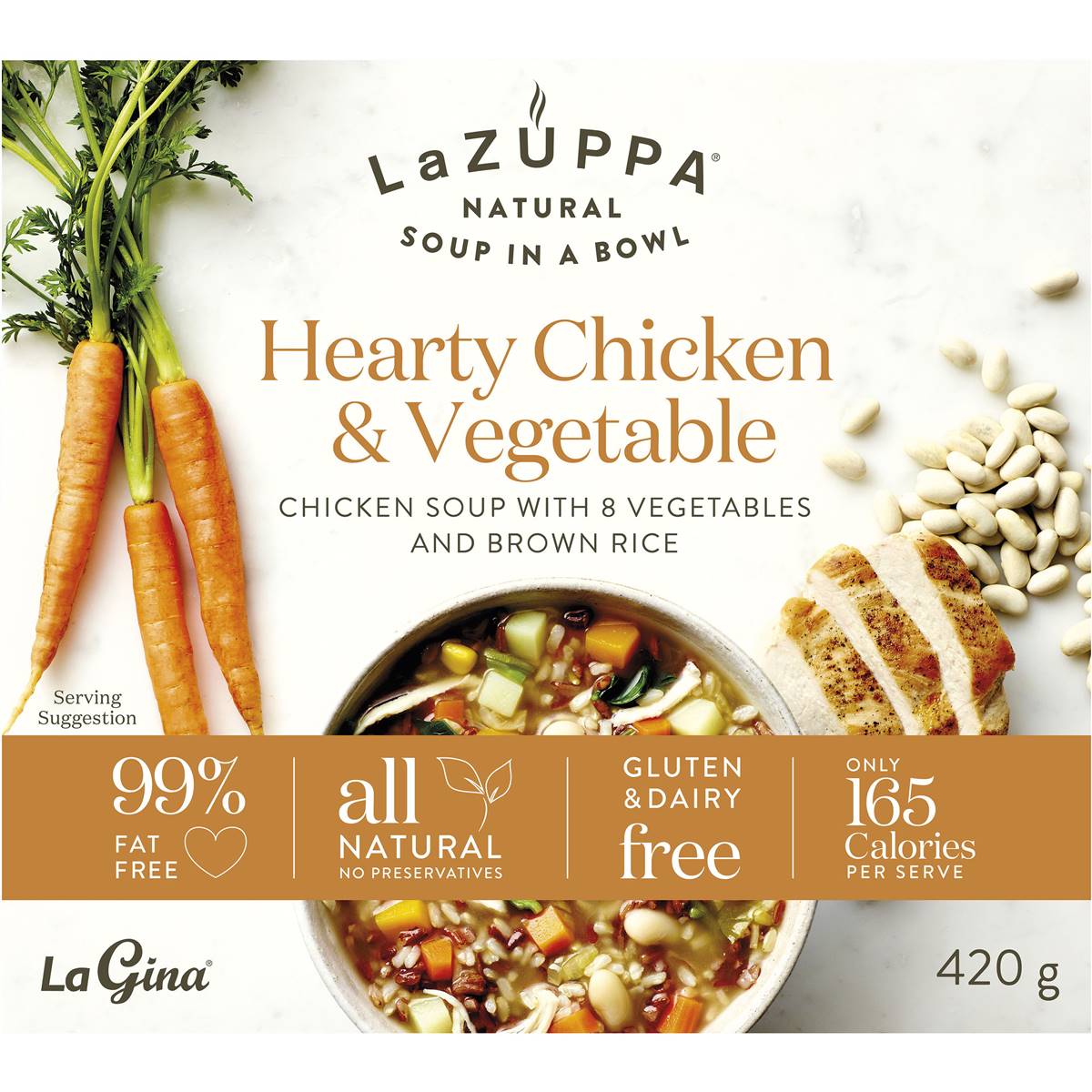 La Zuppa Microwave Soup Chicken Veg & Wholegrain Rice 420g Woolworths