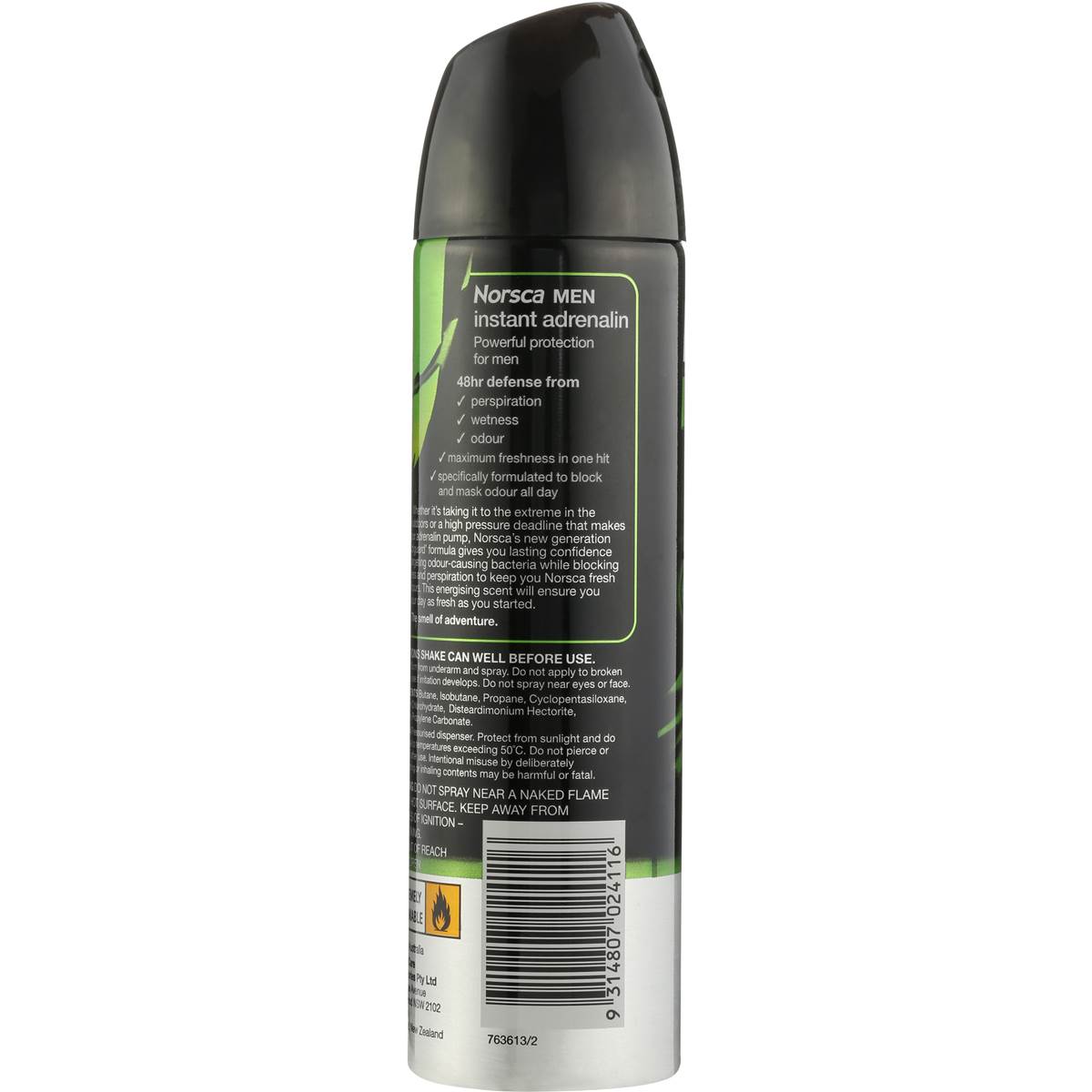 Norsca Deodorant Aerosol Instant Adrenalin 150g Woolworths