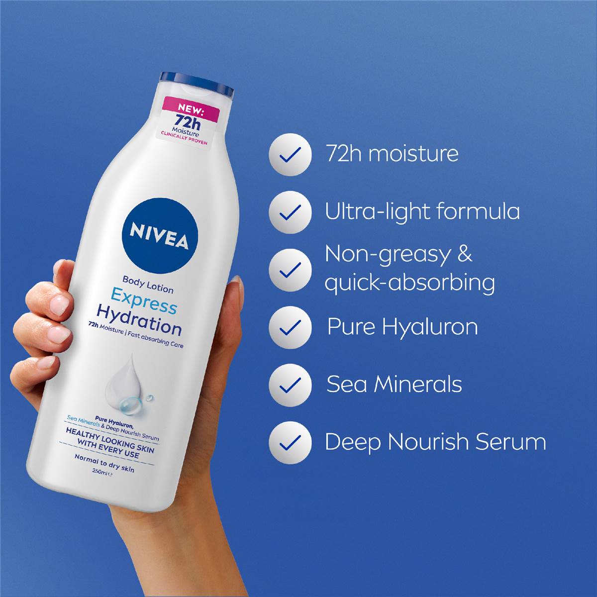 Nivea Express Hydration Body Lotion Fast Absorbing Moisturiser 250ml Woolworths