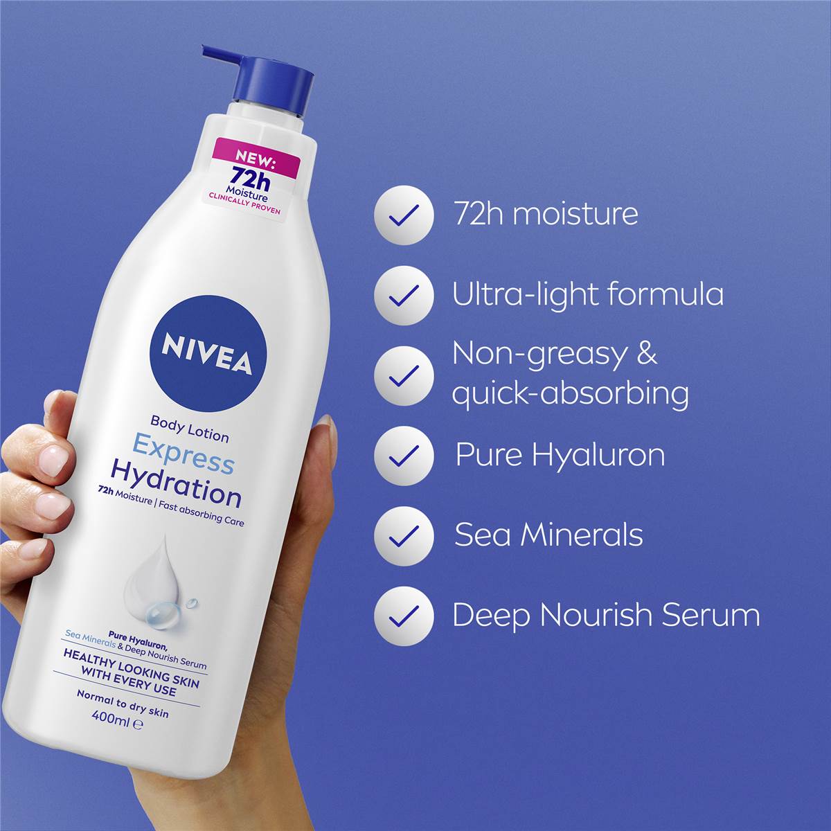 Nivea Express Hydration Body Lotion Fast Absorbing Moisturiser 400ml Woolworths