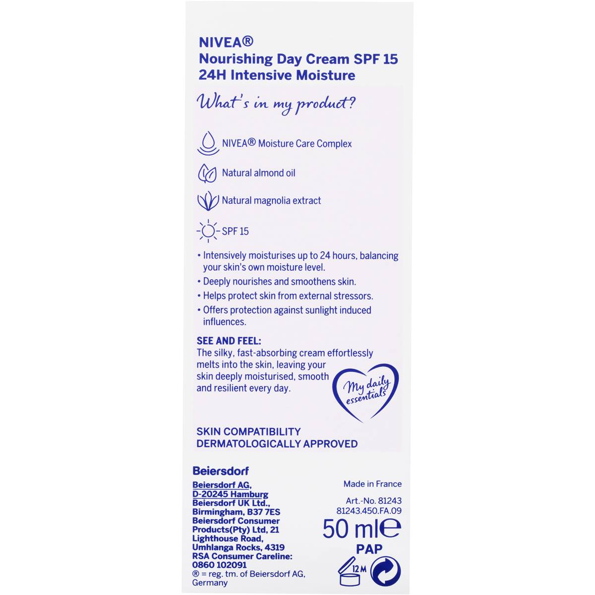 Nivea Nourishing Day Cream Dry And Sensitive Skin Spf15 Each Woolworths