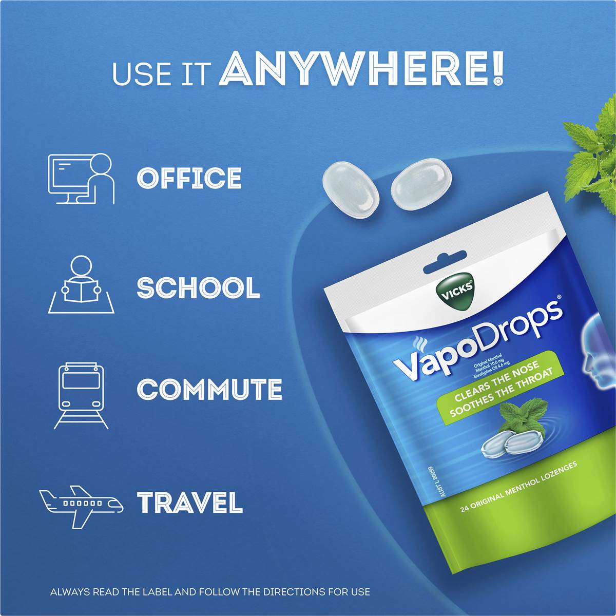 Vicks Vapodrop Throat Lozenges Original 24 Pack | Woolworths