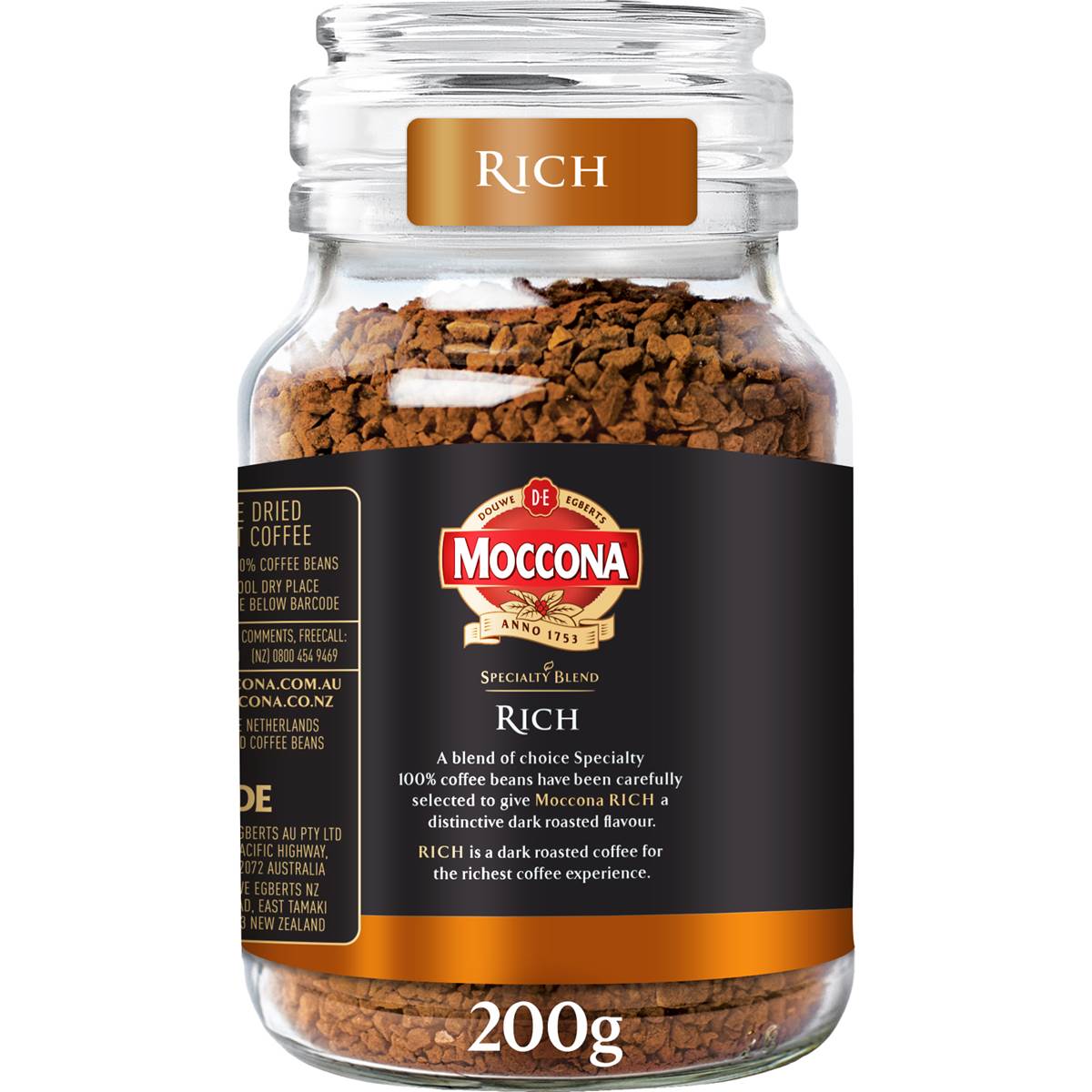 Moccona Freeze Dried Instant Coffee Rich 200g Woolworths