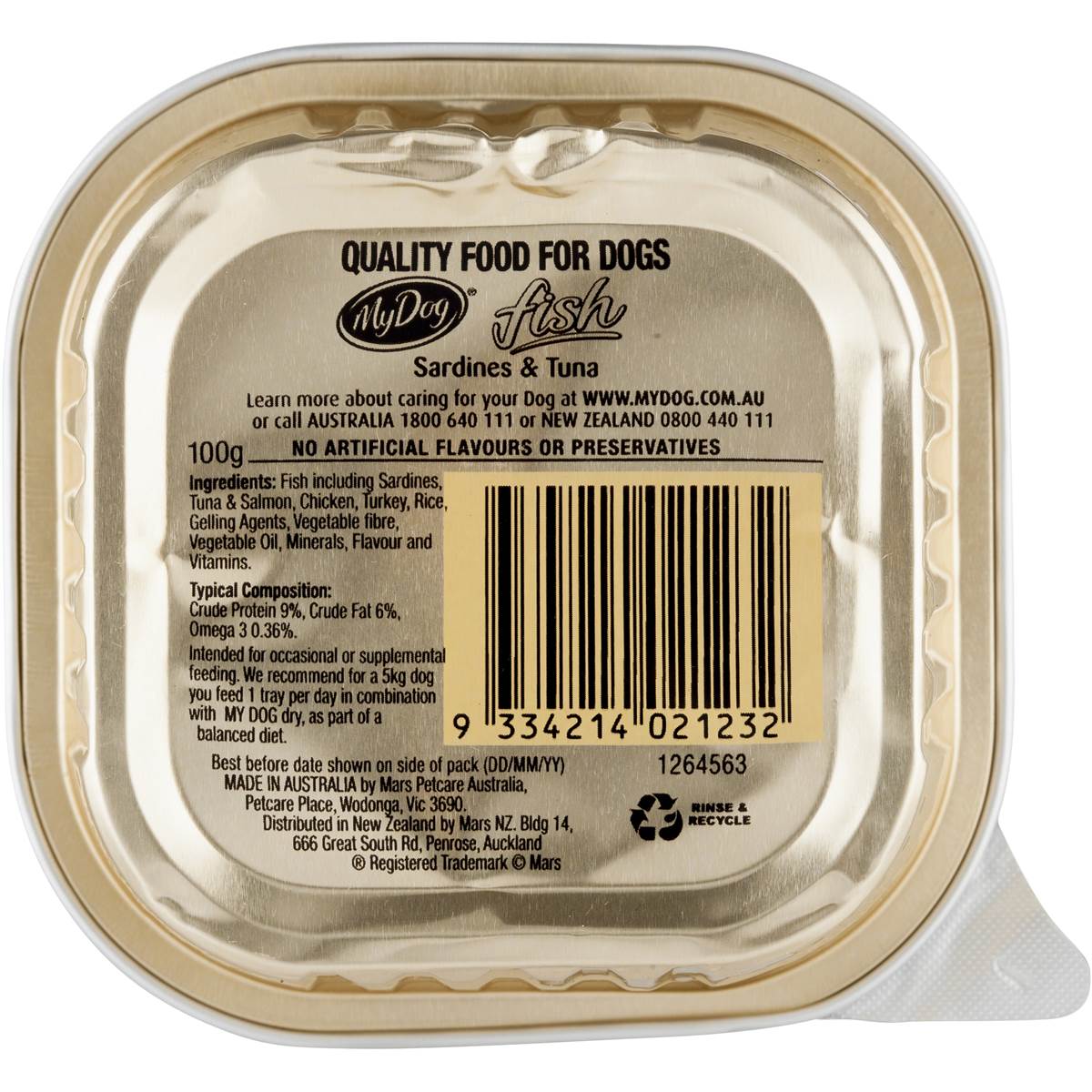 My Dog Adult Dog Food Fish Sardines & Tuna 100g Woolworths