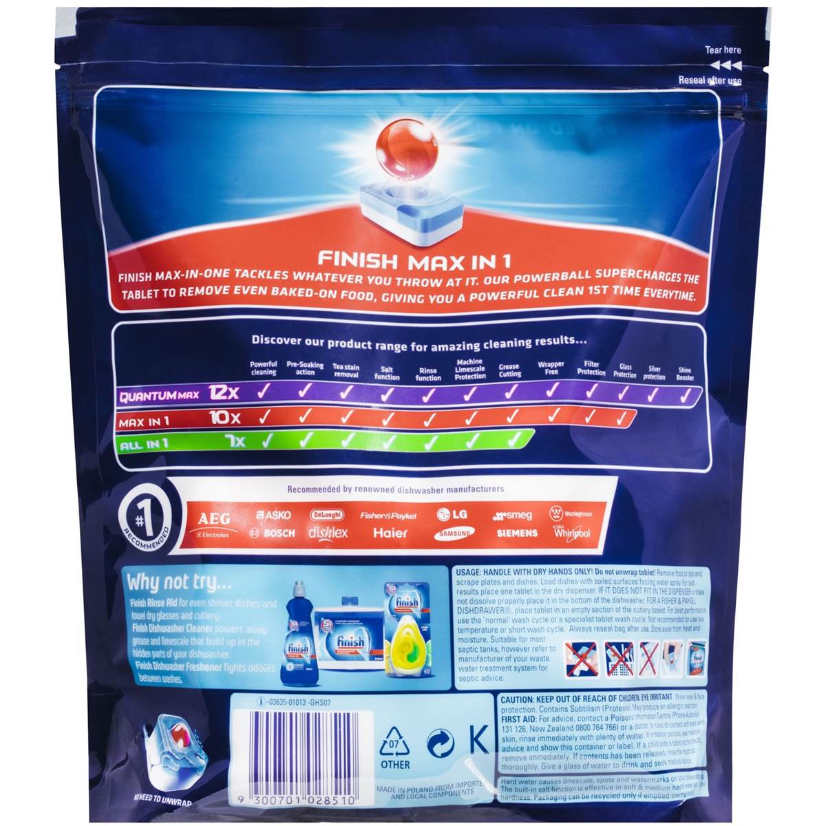 Finish Powerball Max In 1 Tablets Lemon Sparkle 48 Pack Woolworths