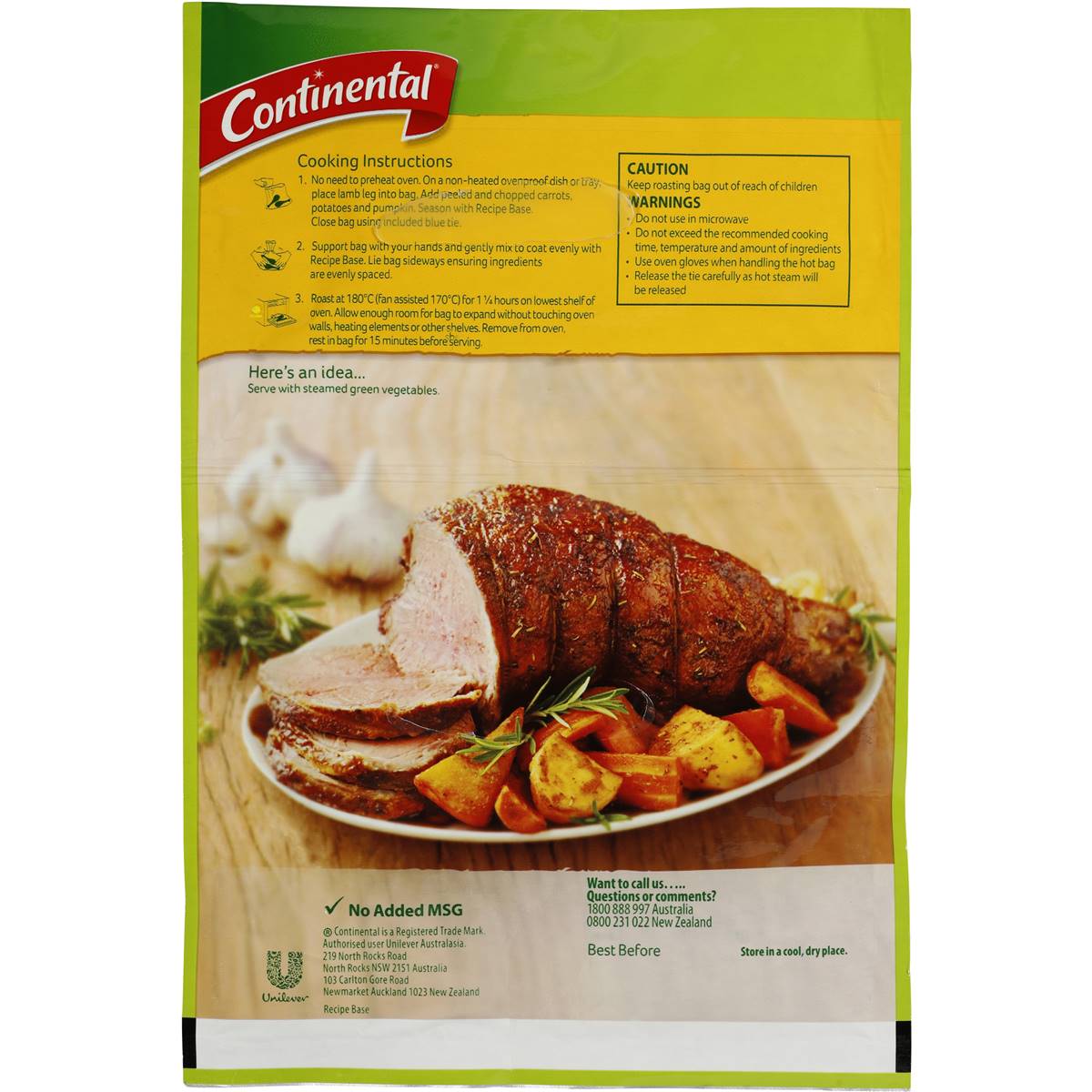 Continental Cook In Bag Recipe Base Classic Roast Lamb With Vegetables