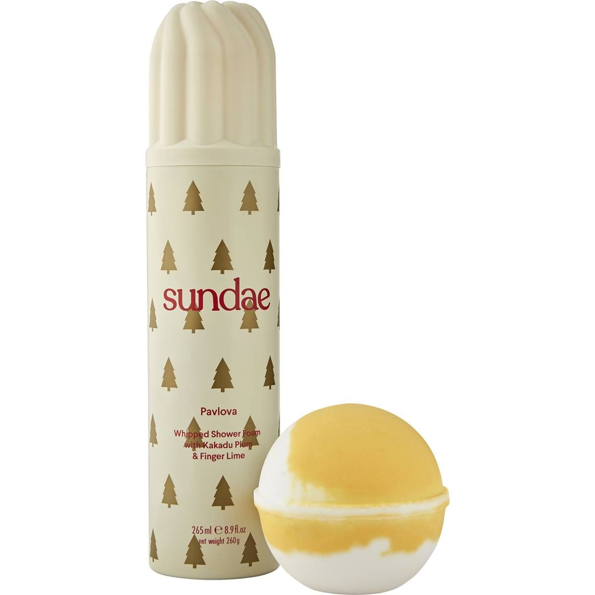 Sundae Naughty & Nice Pavlova Shower Foam & Bath Bomb Each Woolworths