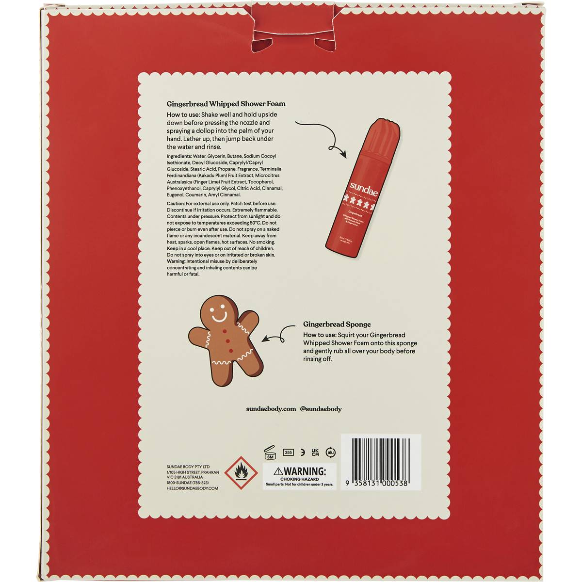 Sundae Fresh And Festive Gingerbread Shower Foam & Sponge Each Woolworths