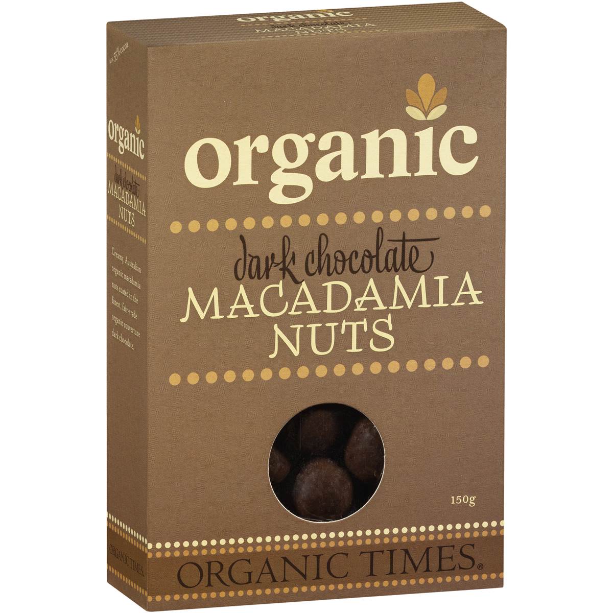 Organic Times Macadamia Nut Dark Chocolate 150g Woolworths