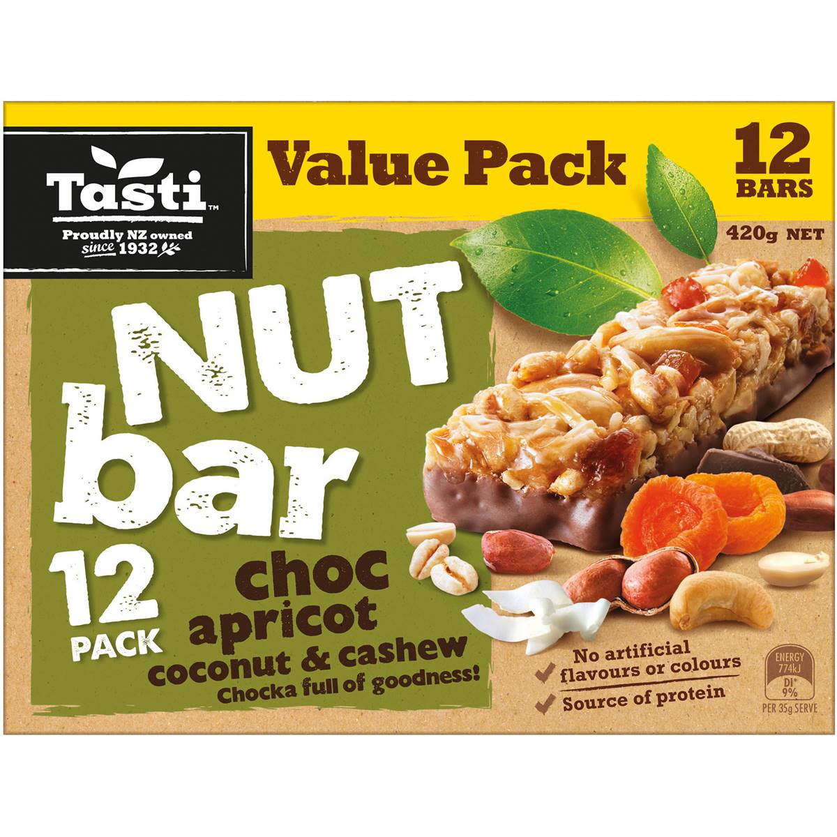 Tasti Nut Bar Value Pack Choc Apricot Coconut & Cashew 420g Woolworths