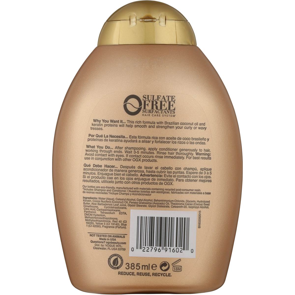 Ogx Conditioner Ever Straight Brazilian Keratin Therapy 385ml Woolworths