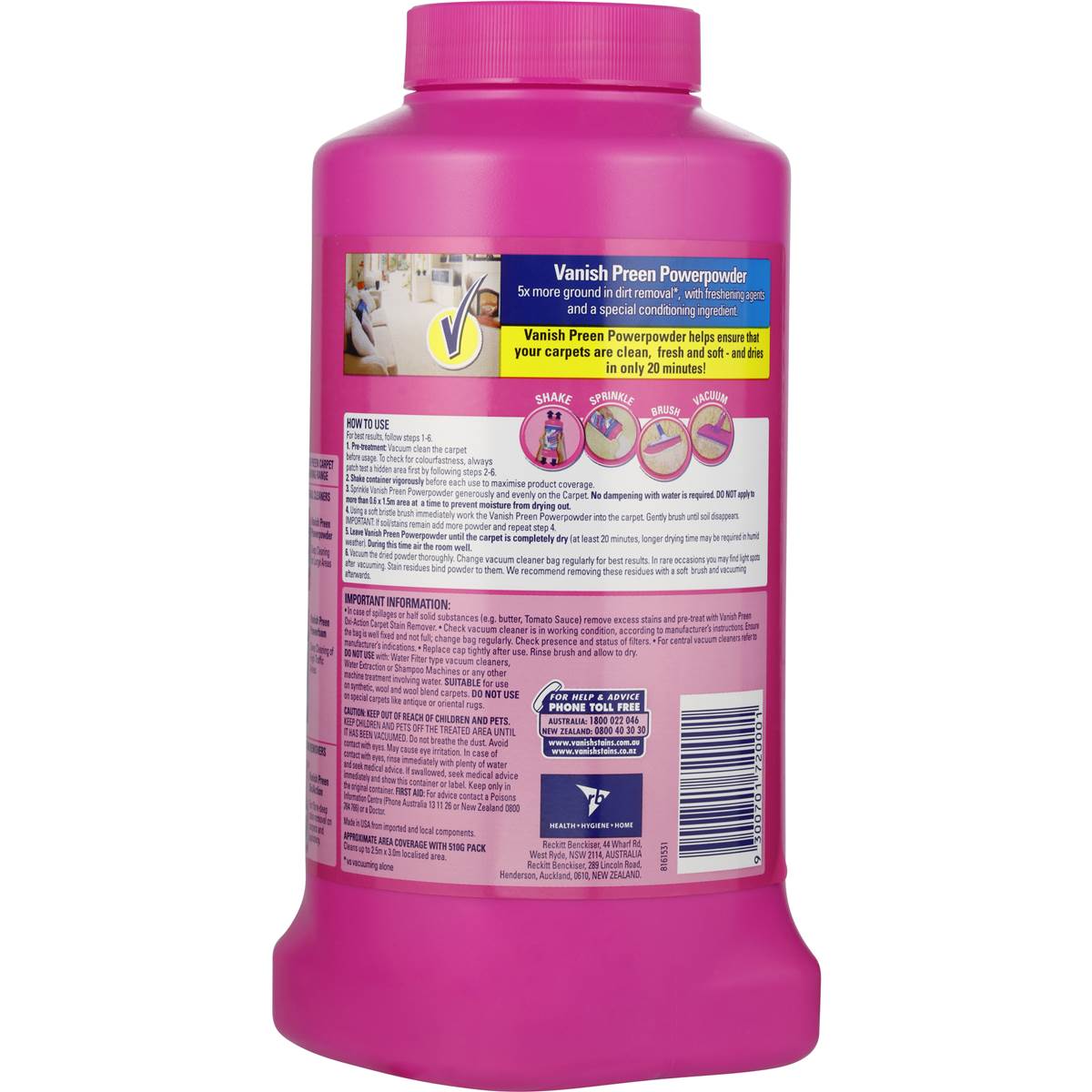 Vanish Preen Floor Carpet Cleaner Power 510g Woolworths