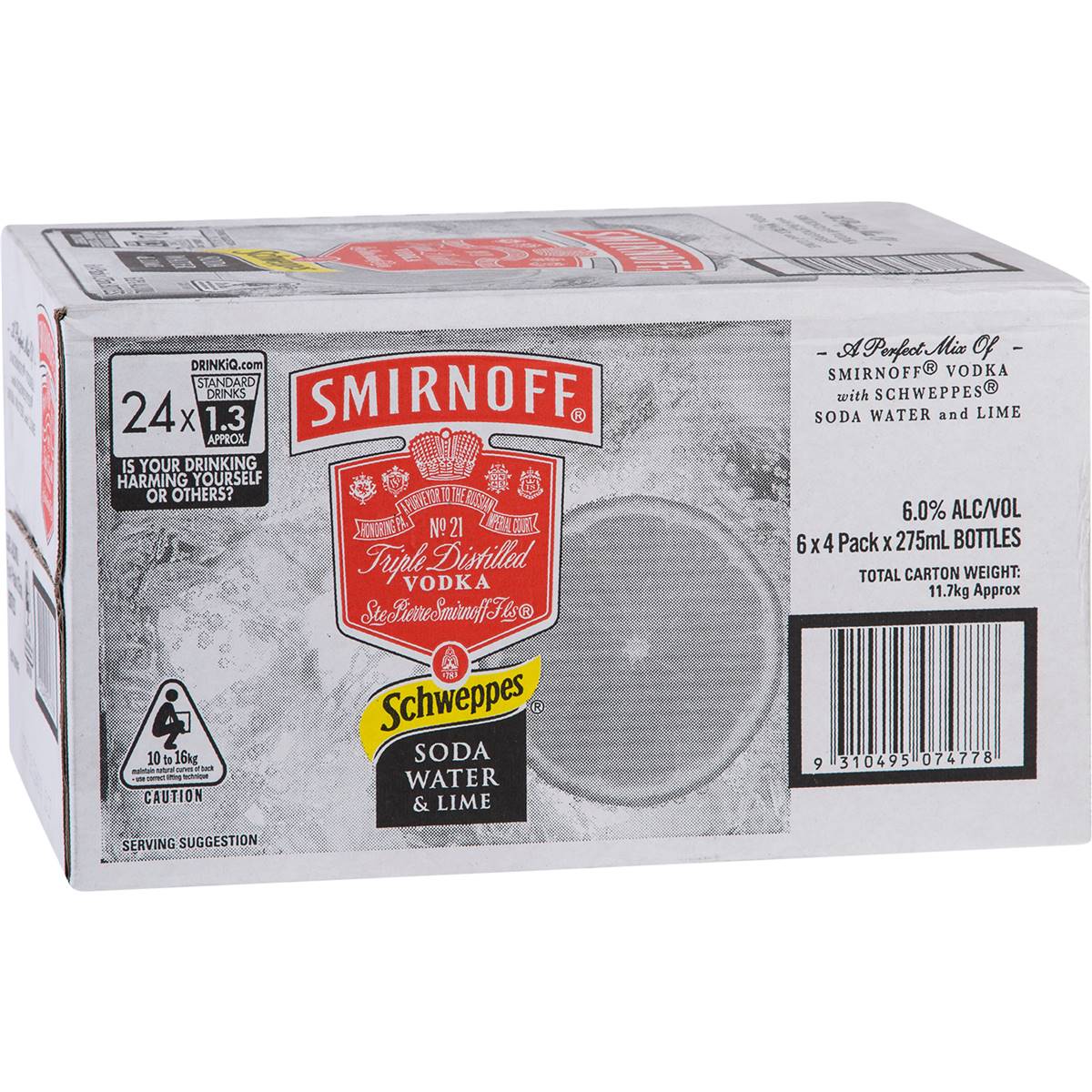 Smirnoff Mix Vodka Lime & Soda Bottles