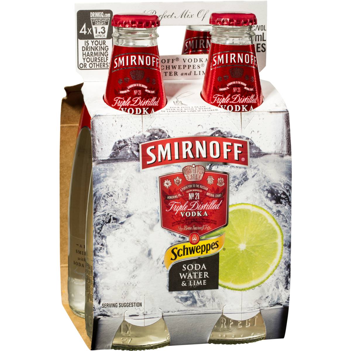 Smirnoff Mix Vodka Lime Soda Bottles 4x275ml Woolworths
