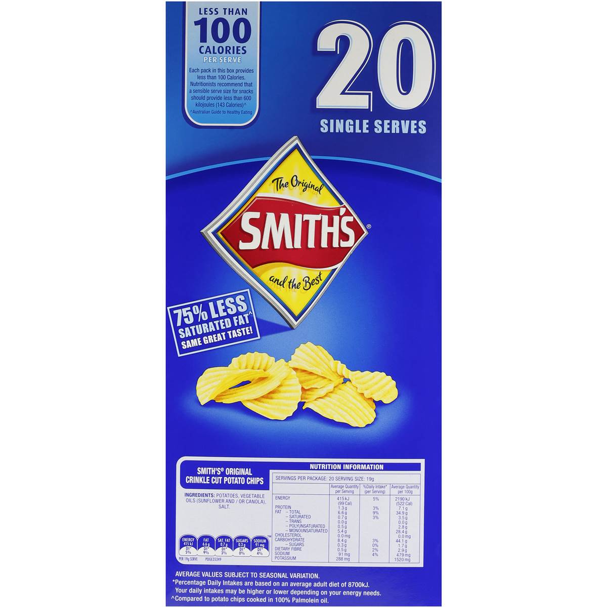 Smith's Chips Multipack Crinkle Cut Original 20pk 380g Woolworths