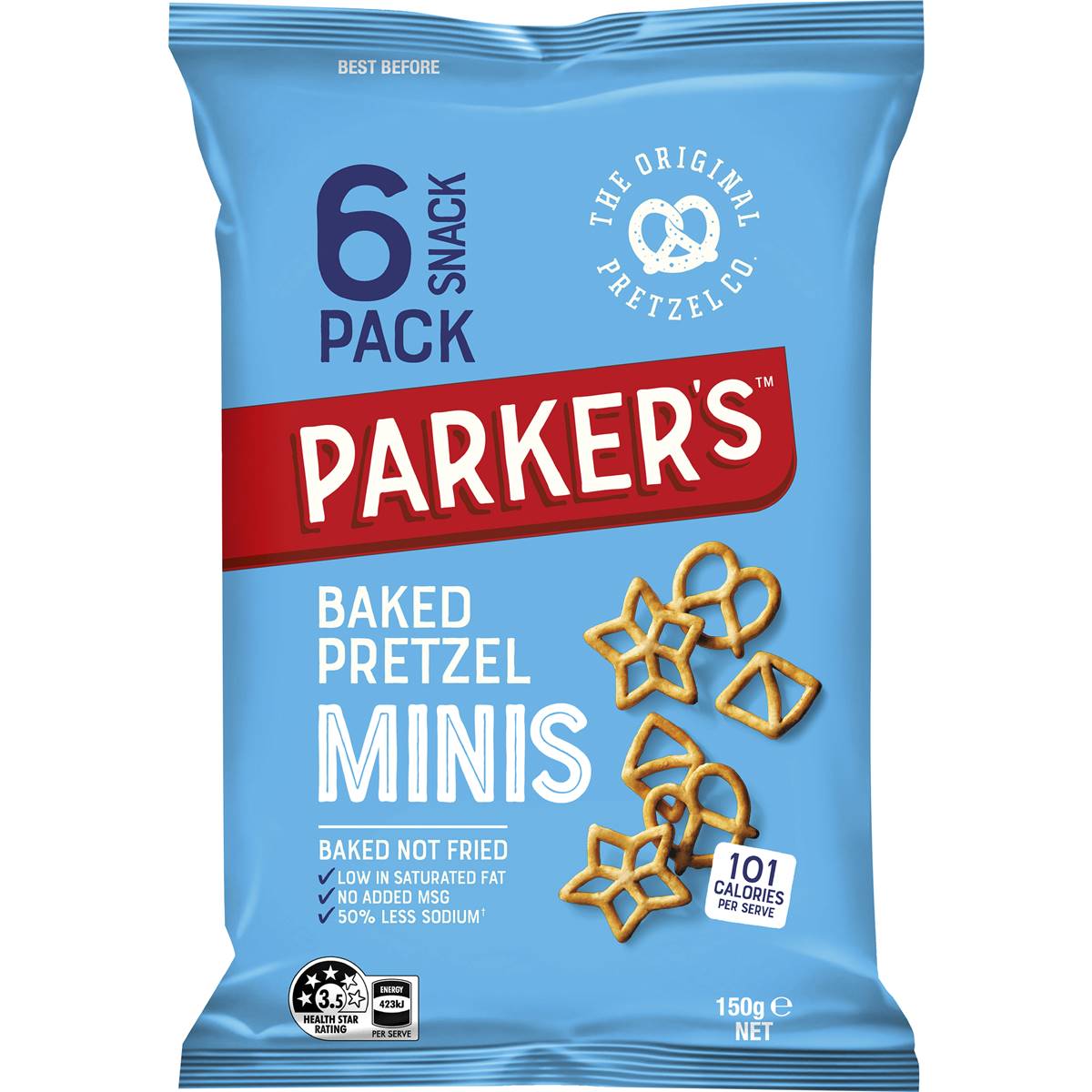 Parker's Multi Pack Pretzels Lightly Salted 6pk 150g | Woolworths