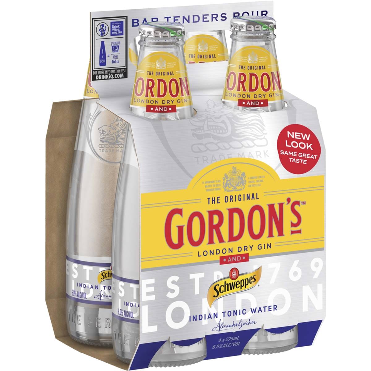 Gordon's Gin & Tonic Bottles 4x275ml Woolworths