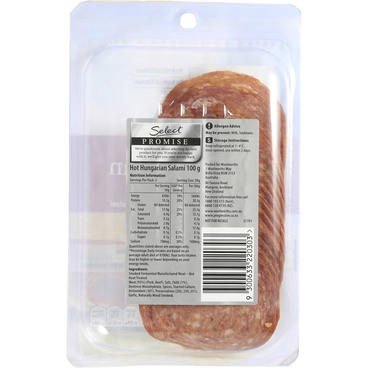 Select Salami Hungarian Hot 100g Woolworths