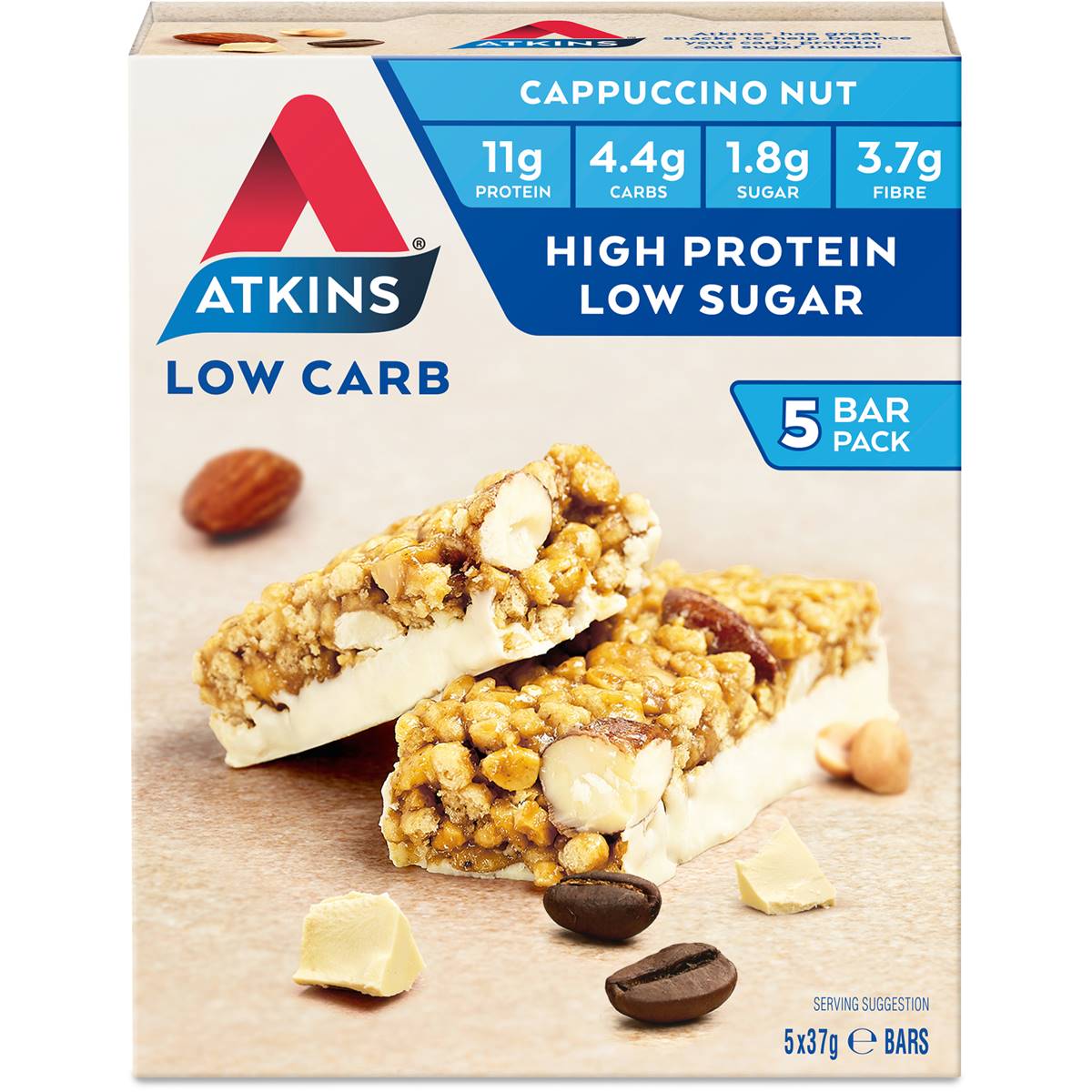 Atkins Day Break Bar Cappuccino 5x37g Woolworths