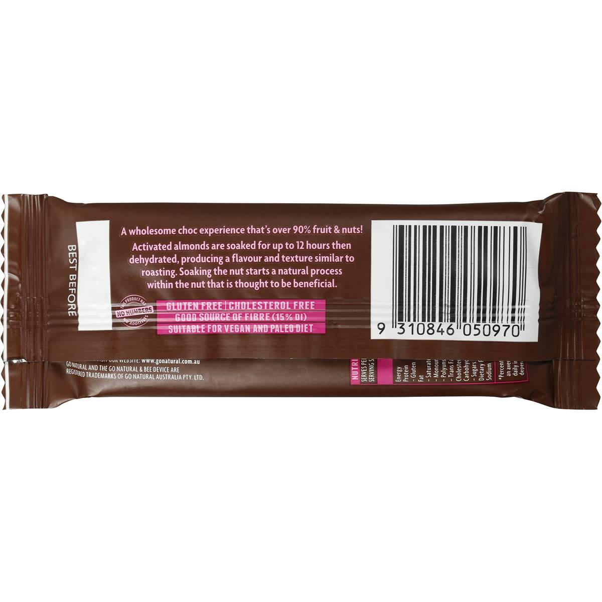 Go Natural Bars Fruit Choc Almond & Raspbery 40g | Woolworths