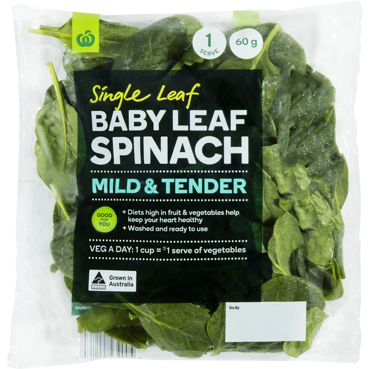 Woolworths Baby Spinach Salad 60g bag Woolworths