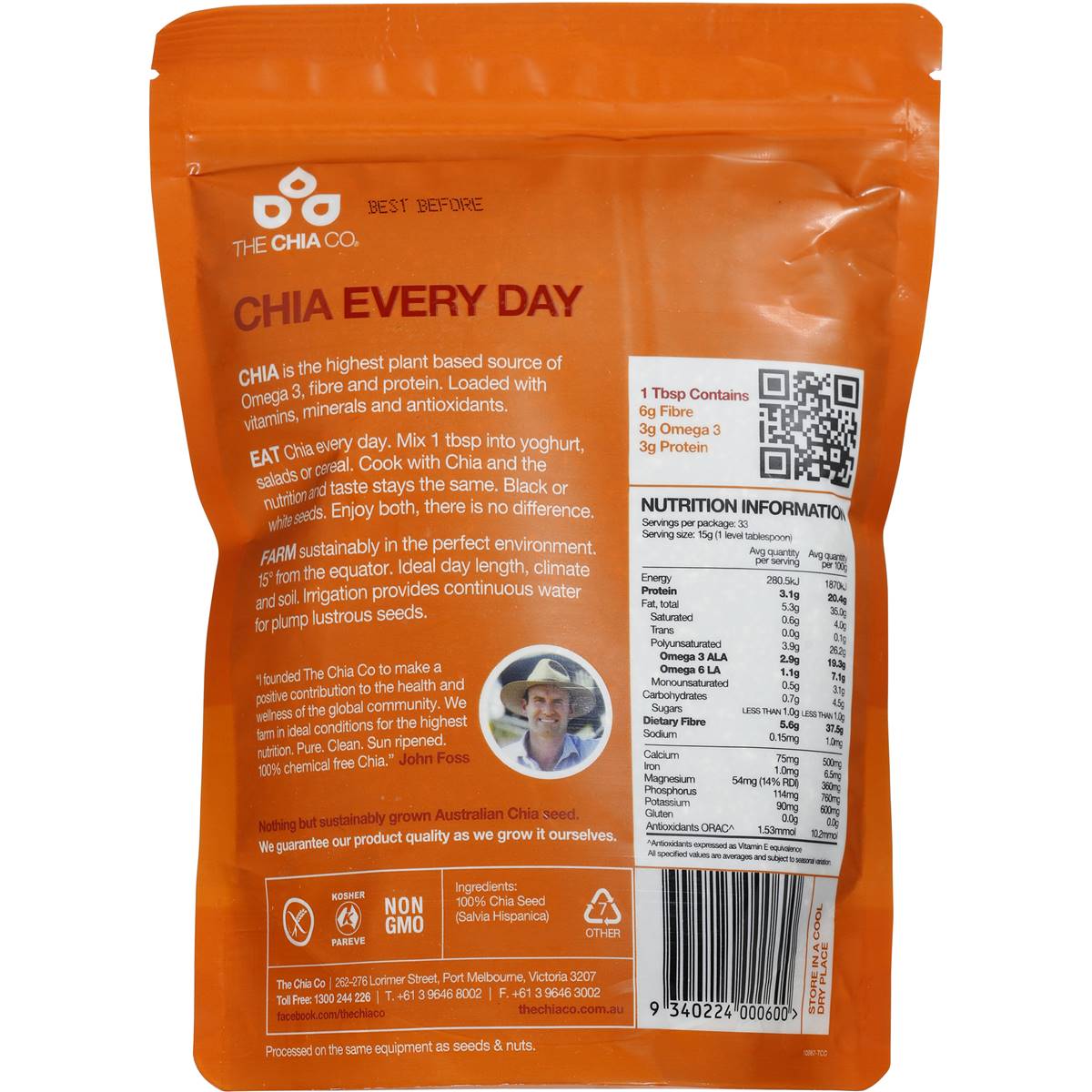 The Chia Co Chia Seeds Australian Grown Black 500g Woolworths