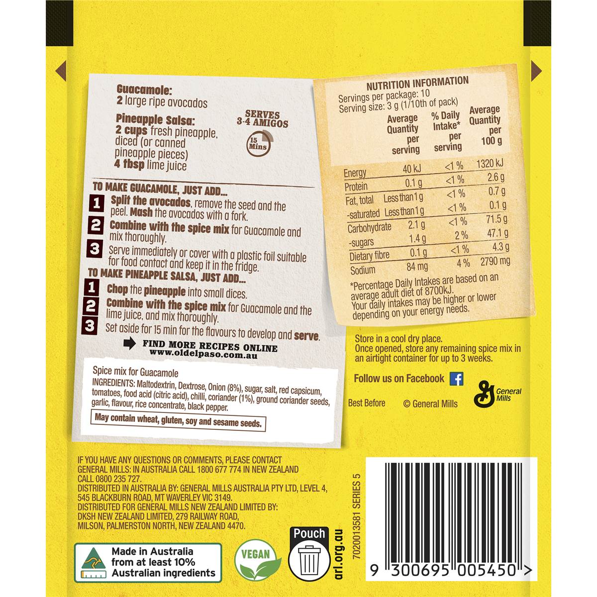 Old El Paso Guacamole Spice Mix Spice Mix 30g Woolworths