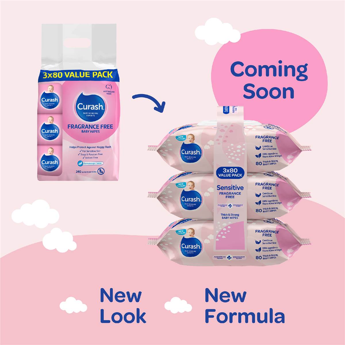 Curash Baby Wipes Fragrance Free 240 Pack Woolworths