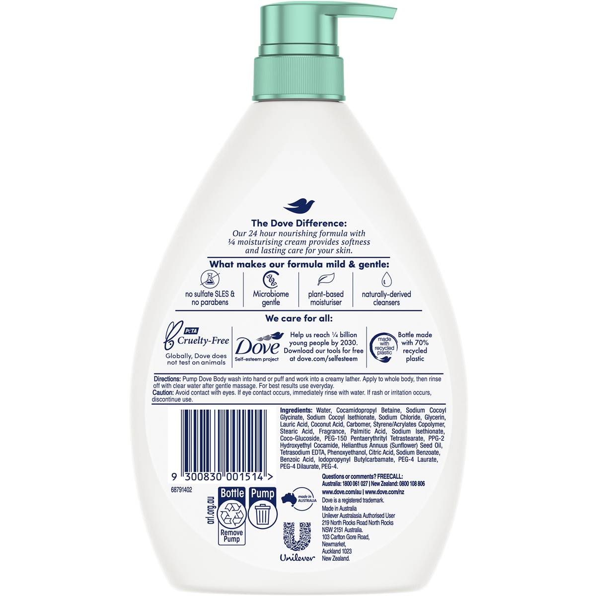 Dove Body Wash Sensitive 1 L Woolworths