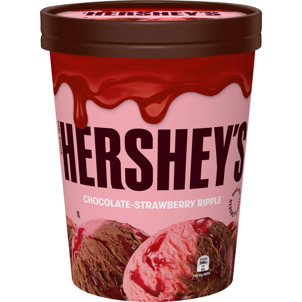 Hershey's Ice Cream Chocolatestrawberry Ripple 1l Woolworths