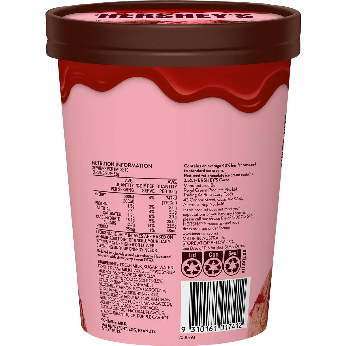 Hershey's Ice Cream Chocolatestrawberry Ripple 1l Woolworths