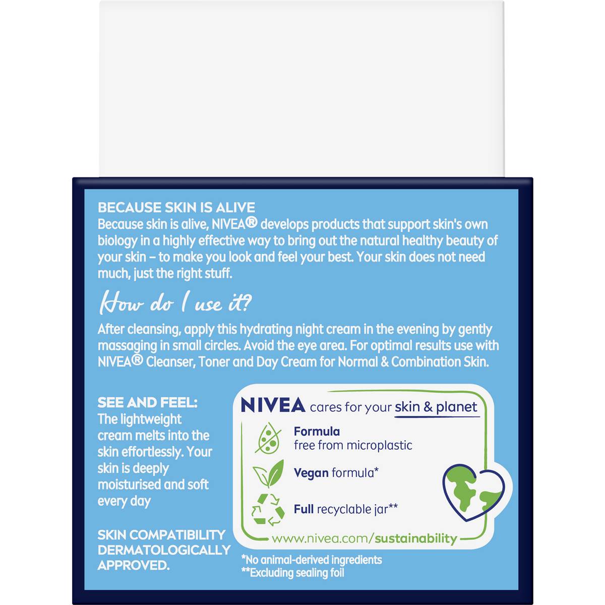 Nivea Hydrating Night Cream Face Moisturiser With Vitamin E 50ml