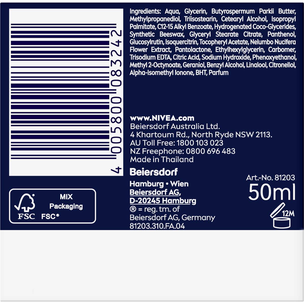 Nivea Hydrating Night Cream Face Moisturiser With Vitamin E 50ml