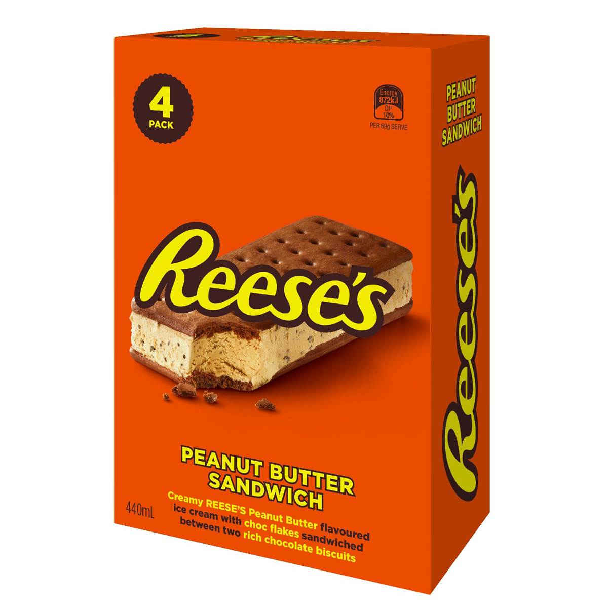 Reese's Ice Cream Sandwich Peanut Butter 4 Pack Woolworths