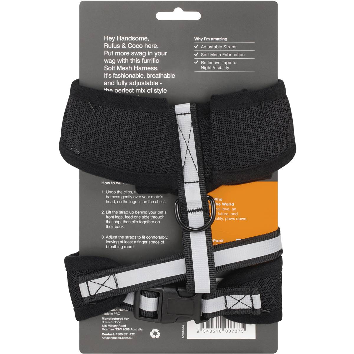 Rufus & Coco Soft Mesh Dog Harness Assorted Sizes Each Woolworths