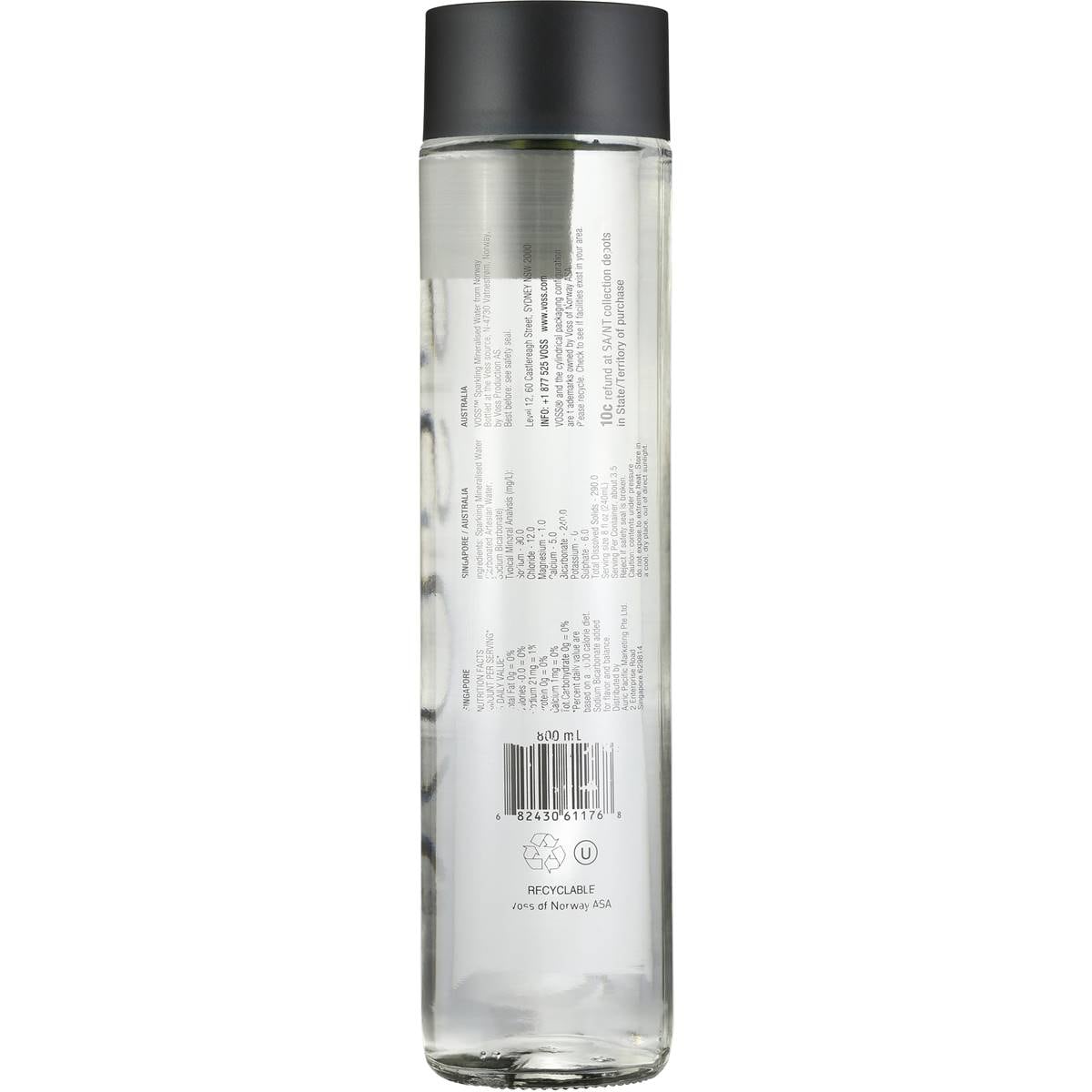Voss Sparkling Water 800ml Woolworths