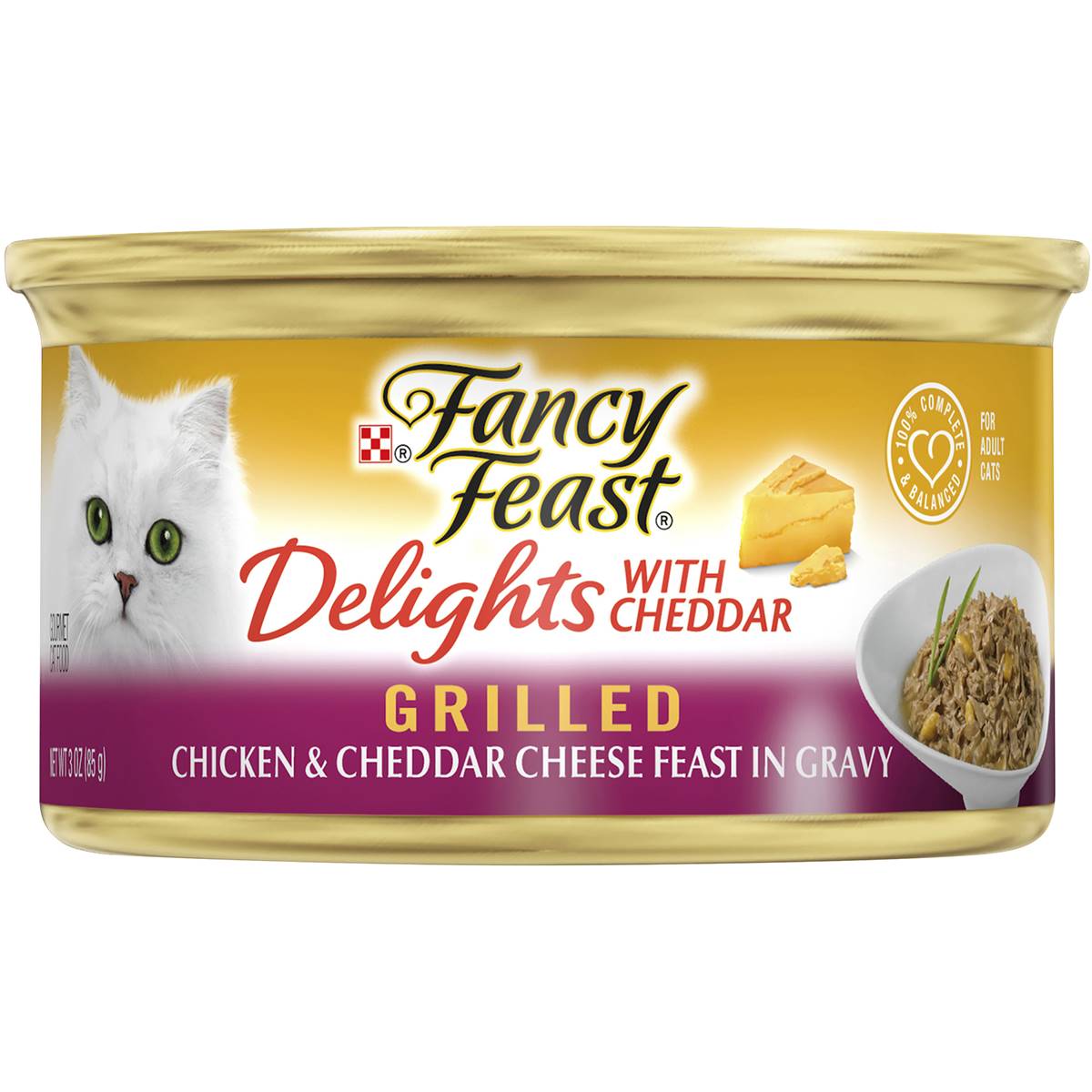 Fancy Feast Adult Delights Chicken & Cheddar Cheese Wet Cat Food 85g ...